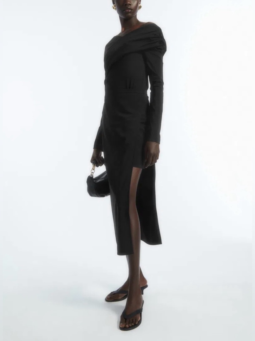 COS Asymmetric Midi Skirt L Black Minimalist Modern Architectural